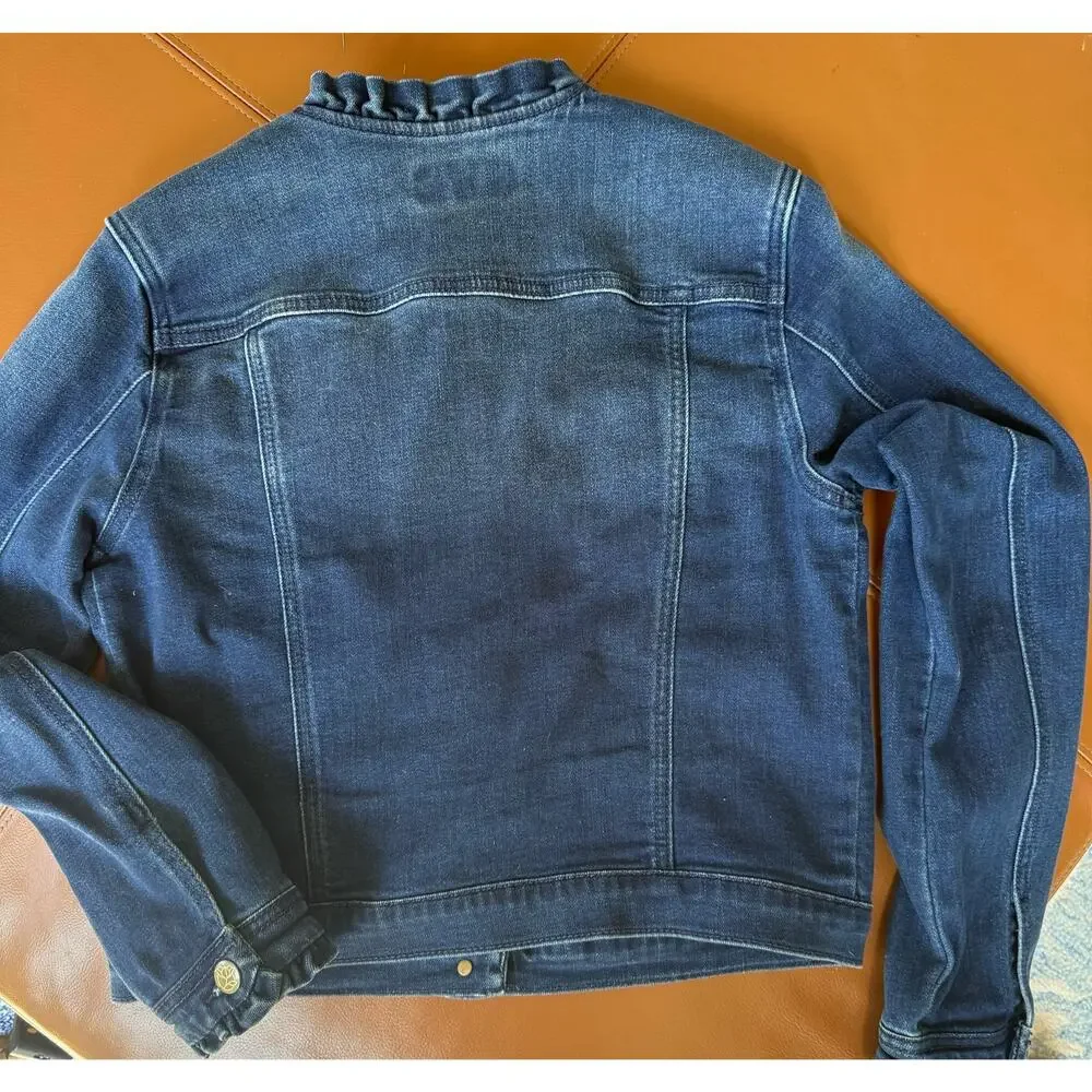 Draper James RSVP Ruffle Collar Stretch Denim Jacket Medium - Picture 6 of 11